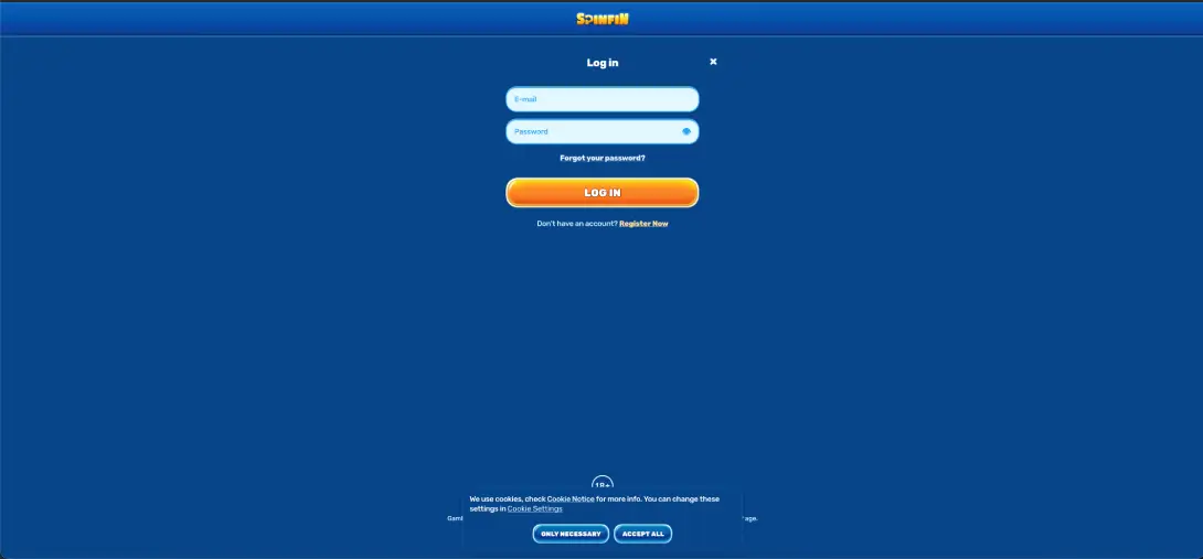 Spinfin casino login screen Spinfin casino login screen