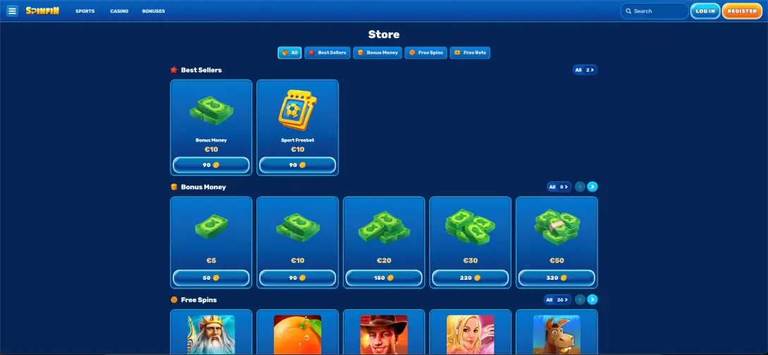 Spinfin rewards Store and coin offers Spinfin rewards Store and coin offers
